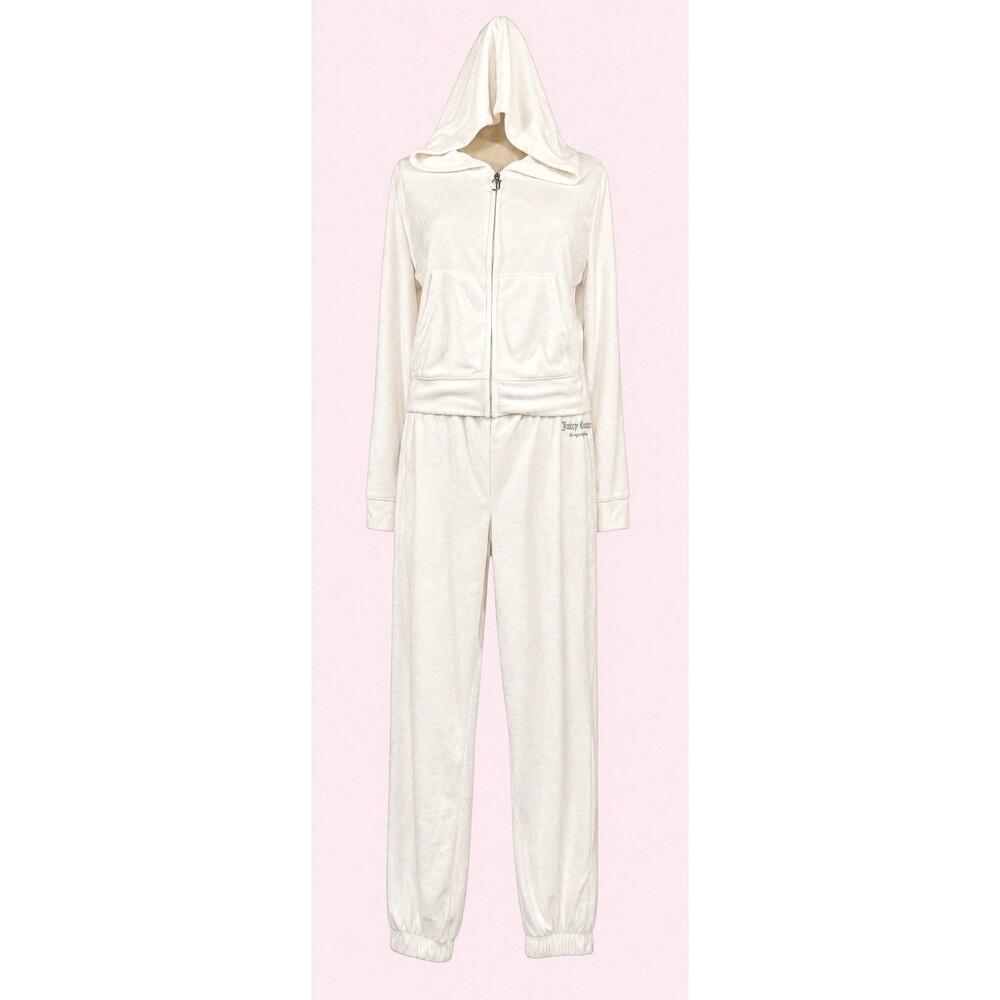 Juicy Couture Womens XL Oyster Terry Tracksuit Hoodie Joggers Bling Logo NWT 2PC